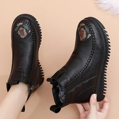 TES- Zapatos de mujer cálidos retro antideslizantes