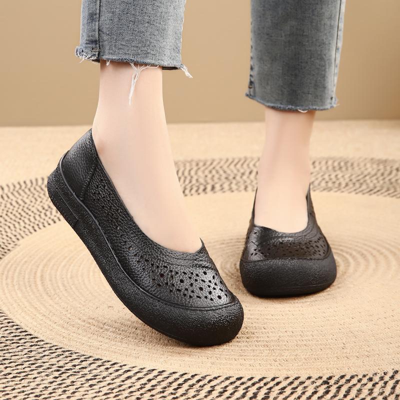 Zapatos de cuero holgados con punta redonda