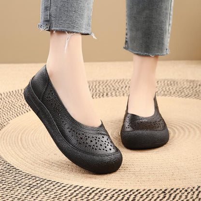 Zapatos de cuero holgados con punta redonda