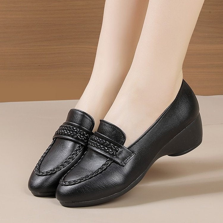 Zapatos mujer cuero vintage tacón cuña