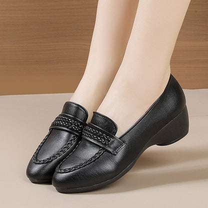 Zapatos mujer cuero vintage tacón cuña