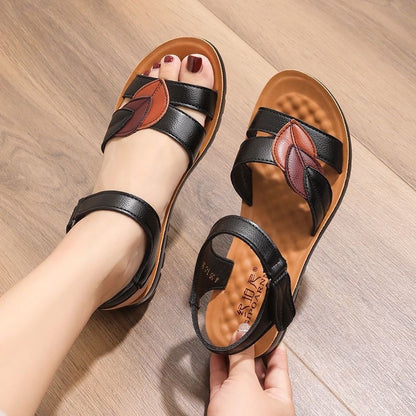 Sandalias de cuero genuino suave y suela blanda, antideslizantes y cómodas