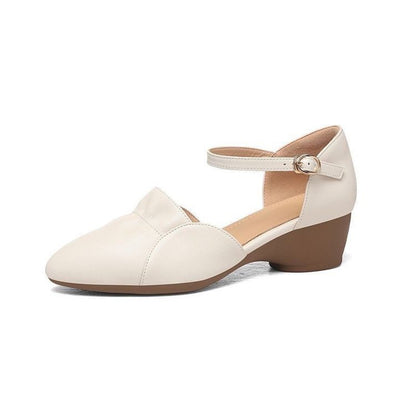 Zapatos de tacón alto de estilo francés, tacón grueso, diseño de punta cerrada, estilo femenino.