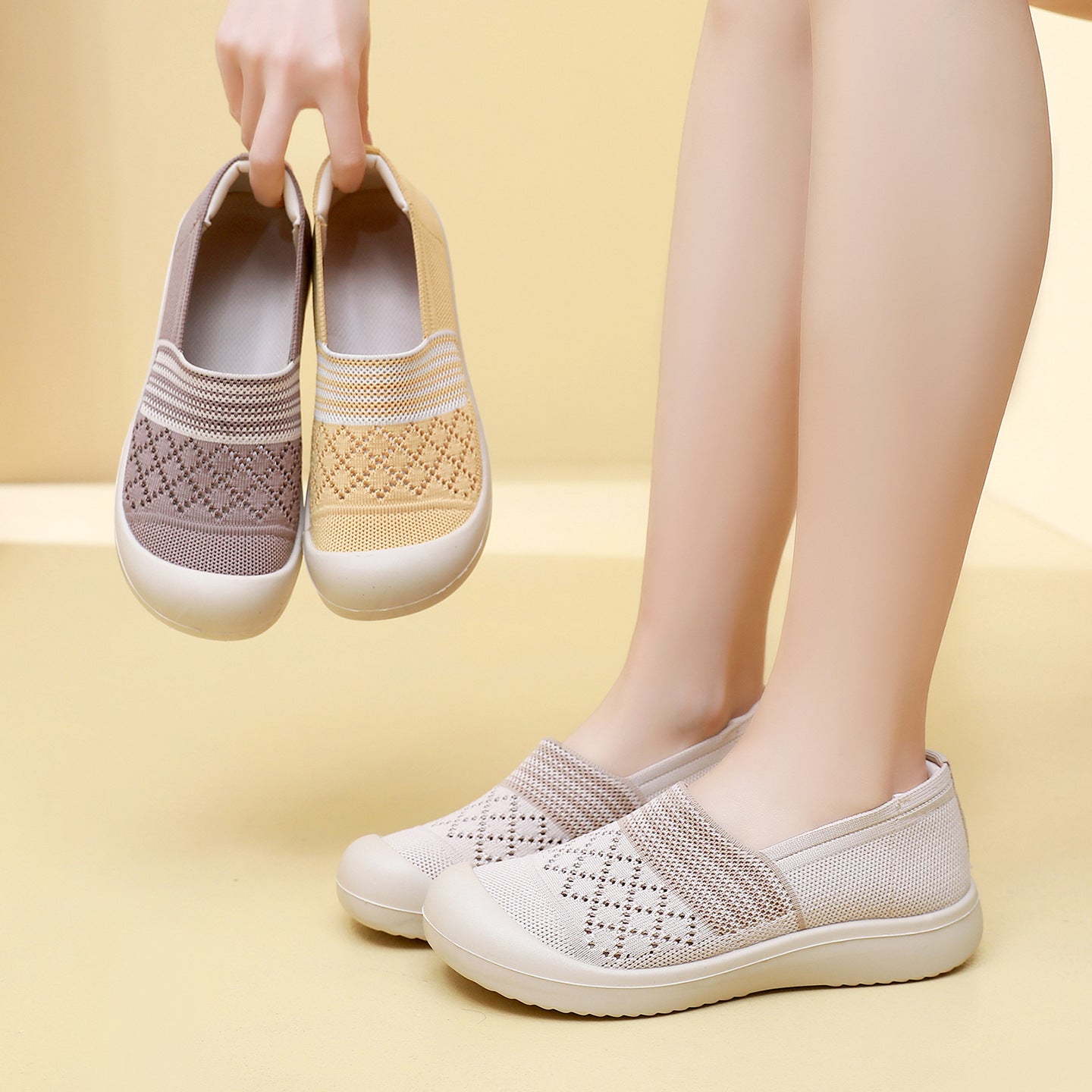 Zapatos mujer slip on malla ligera