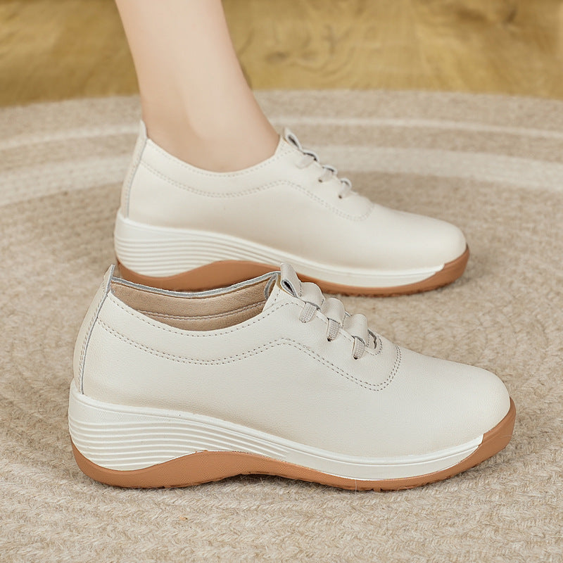 Zapatos casuales de plataforma de cuero