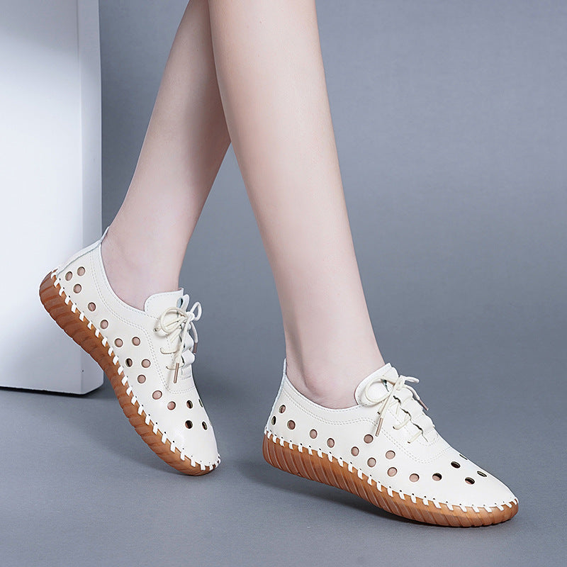 Zapatos planos de piel de vaca