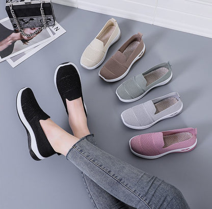 Zapatos de malla triangulares sin cordones con suela gruesa