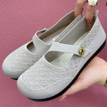 Zapatos de malla con cordones y hebilla de metal biselado