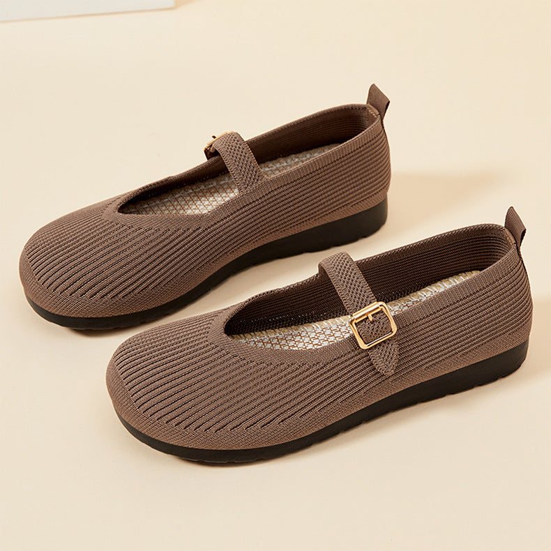 Zapatos de malla con hebilla de cuero