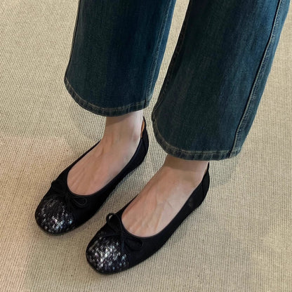 Nuevos zapatos planos de piel genuina con suela suave estilo francés