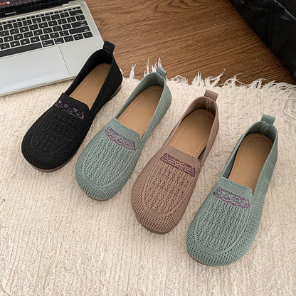 Zapatos de malla con punta redonda y rayas horizontales