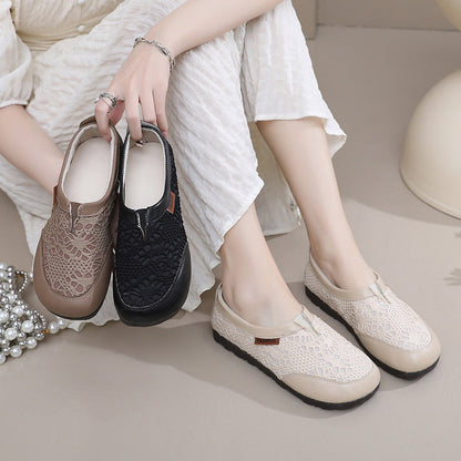 Zapatos mujeres nuevos zapatos de encaje de primavera 2025 zapatos individuales ligeros con un pedal zapatos de pescador