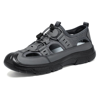 Zapatillas de verano transpirables de malla para hombre y calzado informal, adecuadas para padres de mediana edad y personas mayores.