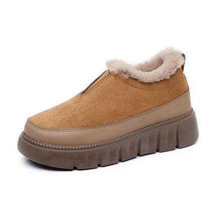 Botas de nieve de ante con suela gruesa antideslizante