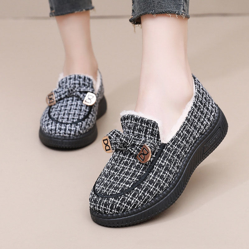 Zapatos planos de algodón cálido y elegantes