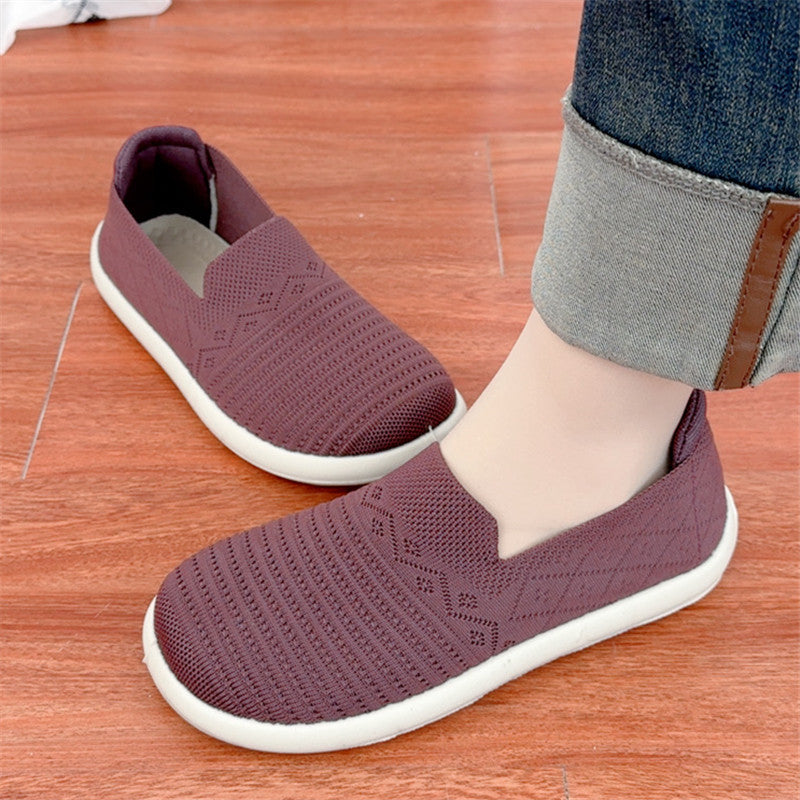 Zapatos de malla con punta redonda y rayas horizontales