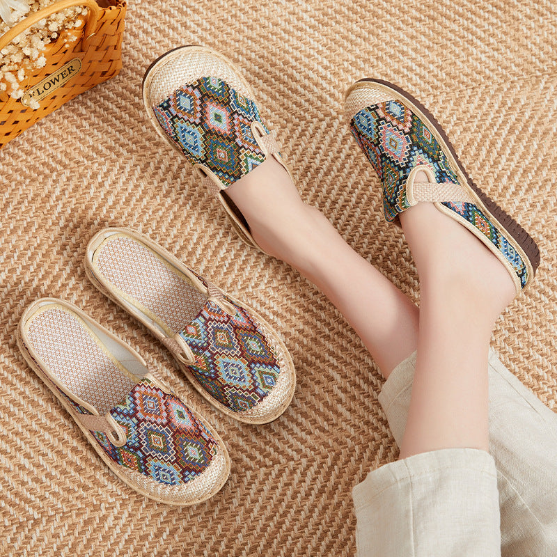 Zapatos cómodos con suela blanda, bordado a mano y estilo versátil