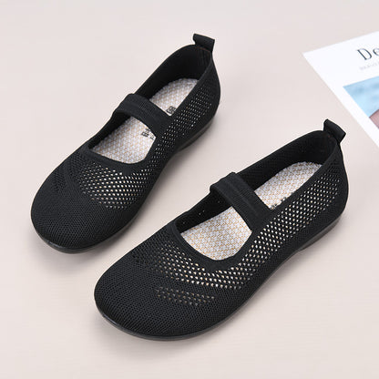 Zapatos de malla con tiras irregulares en la puntera