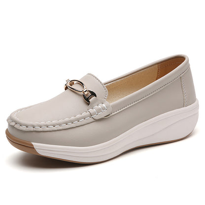 Mocasines con suela gruesa para mujer, con costuras hechas a mano, zapatos de mamá