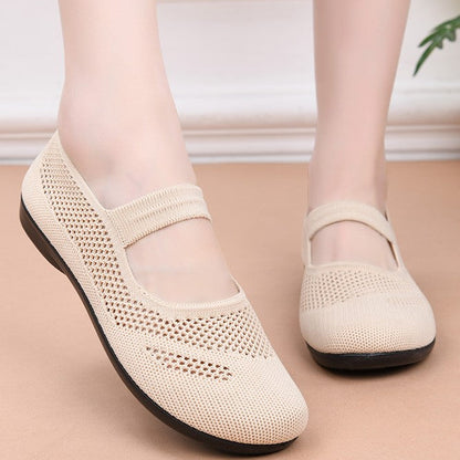 Zapatos de malla con tiras irregulares en la puntera