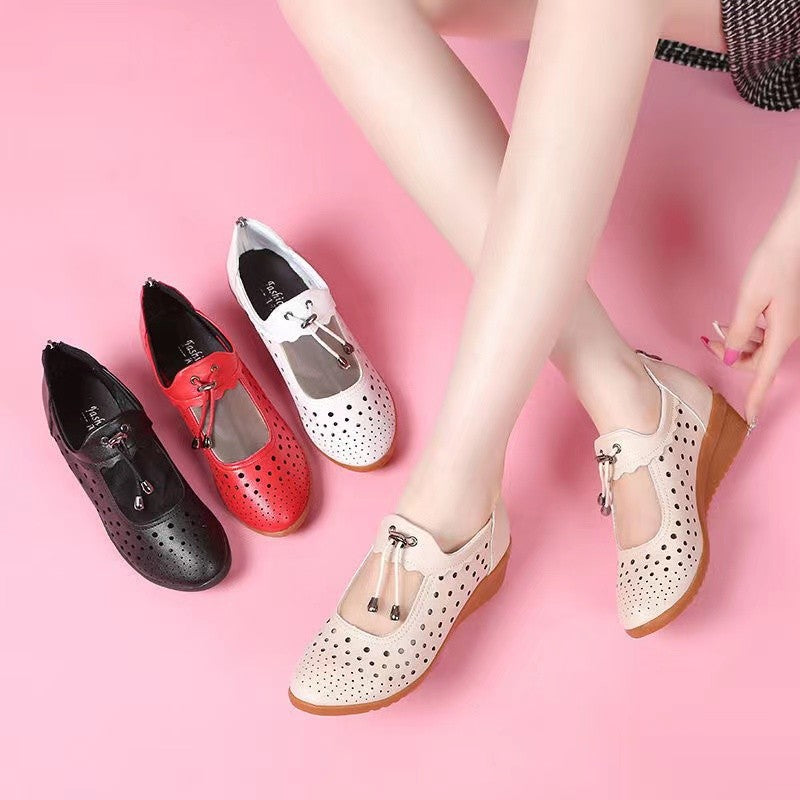 Sandalias de cuero, zapatos de plataforma cerrados