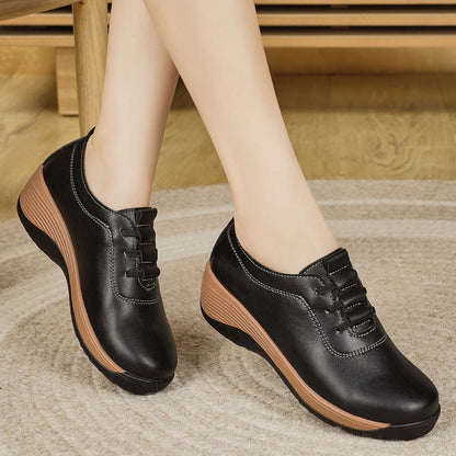 Zapatos casuales de plataforma de cuero