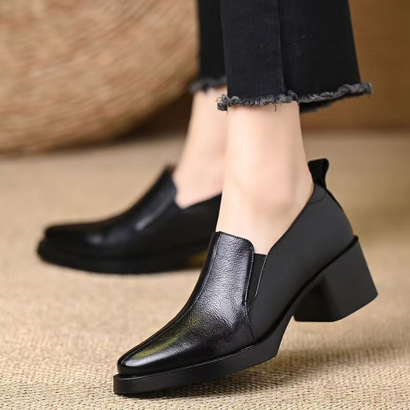Zapatos de Piel｜Tacón Grueso y Cómodo – Albaoro