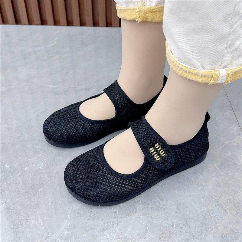 Zapatos de malla con punta redonda y velcro