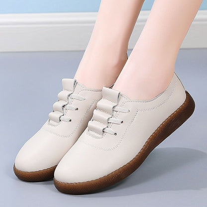 Zapatos de mujer de suela blanda de piel auténtica 2025