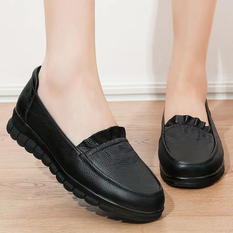 Zapatos de madre de suela blanda de cuero suave