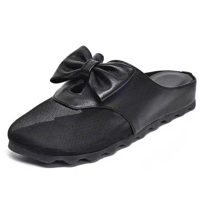 Nuevas sandalias deslizantes de cuero suave, malla y lazo
