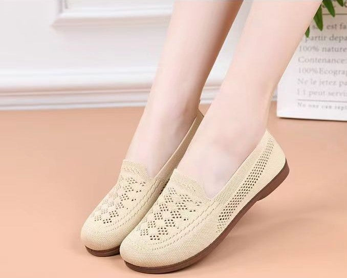 Zapatos de mujer de punto hueco con punta redonda