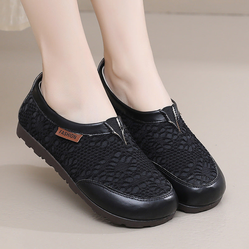 Zapatos mujeres nuevos zapatos de encaje de primavera 2025 zapatos individuales ligeros con un pedal zapatos de pescador