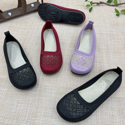 Zapatos de malla sin cordones con forma de diamante