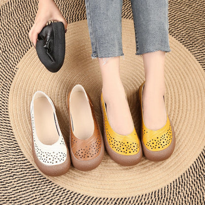 Zapatos de cuero holgados con punta redonda