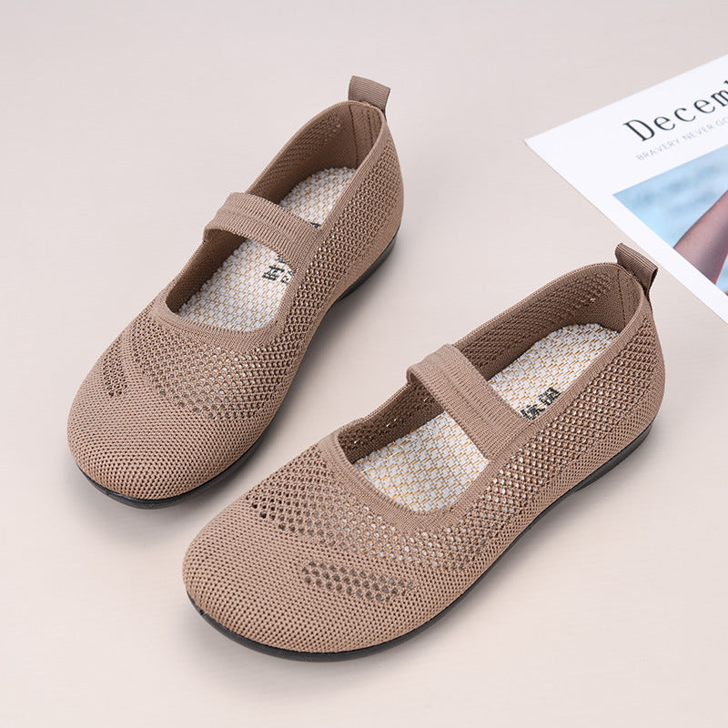 Zapatos de malla con tiras irregulares en la puntera