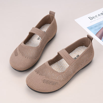 Zapatos de malla con tiras irregulares en la puntera