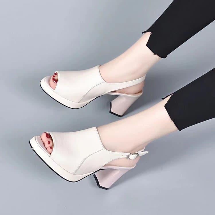 Zapatos de tacón alto cómodos de piel auténtica para mujer.