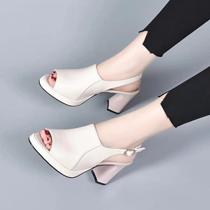 Zapatos de tacón alto cómodos de piel auténtica para mujer.