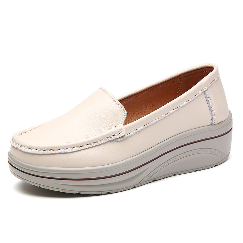 Mocasines de plataforma de piel auténtica