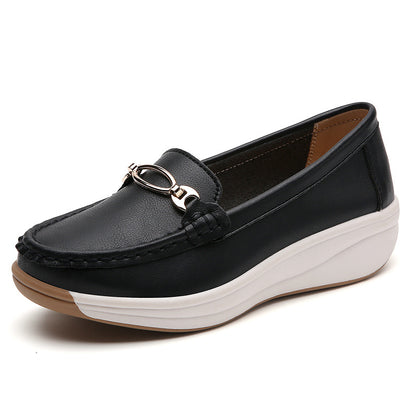 Mocasines con suela gruesa para mujer, con costuras hechas a mano, zapatos de mamá
