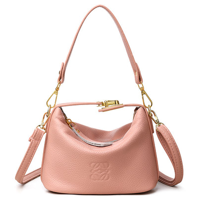 Nuevo bolso premium para mujer de cuero genuino liso con cierre de cerradura