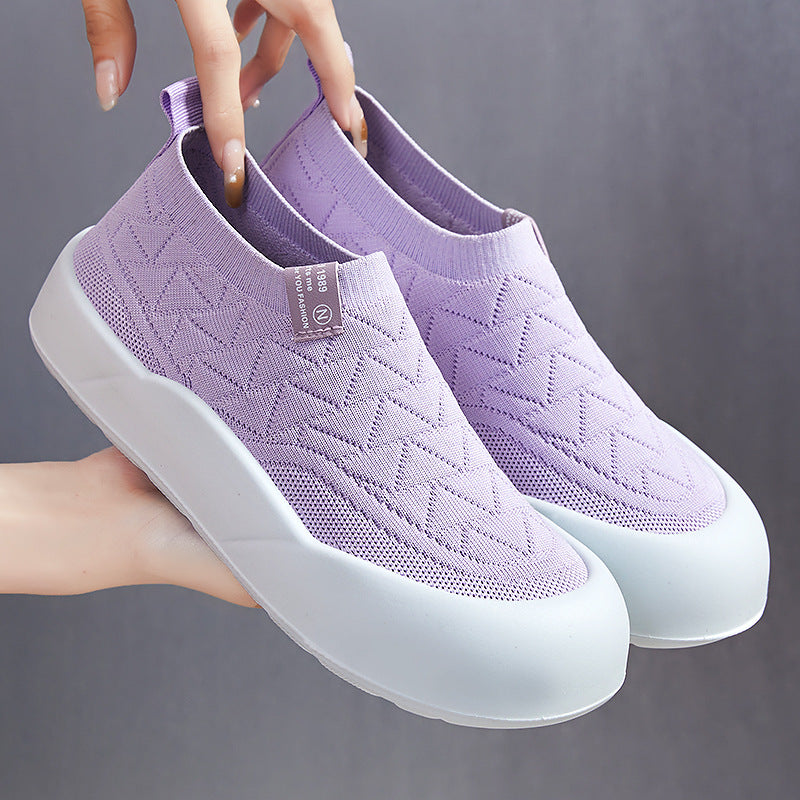 Zapatos de mujer de malla con suela gruesa