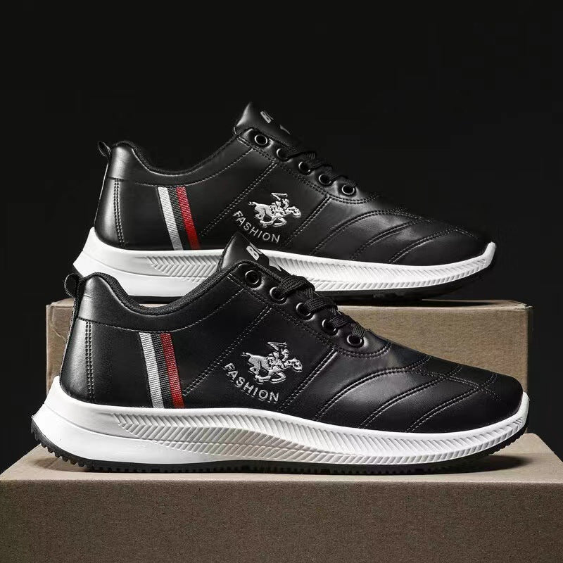 Zapatos casuales de cuero con rayas de color para caballero