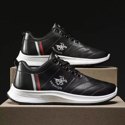 Zapatos casuales de cuero con rayas de color para caballero
