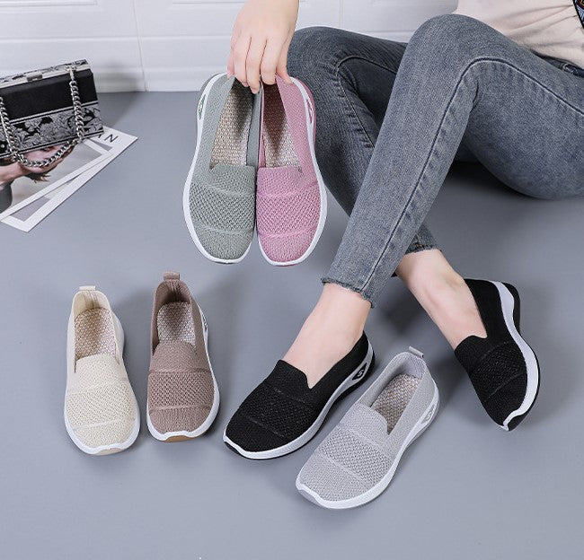 Zapatos de malla triangulares sin cordones con suela gruesa