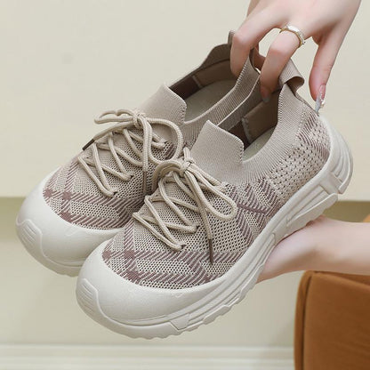 zapatos de malla con plataforma y punta redonda