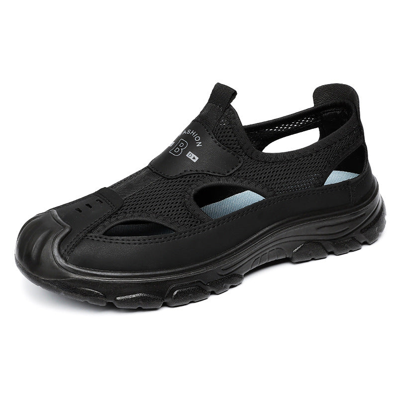 Masculinas nuevas zapatillas masculinas huecas con superficie de malla transpirable en verano