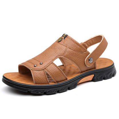 Sandalias de playa de cuero suave para hombre