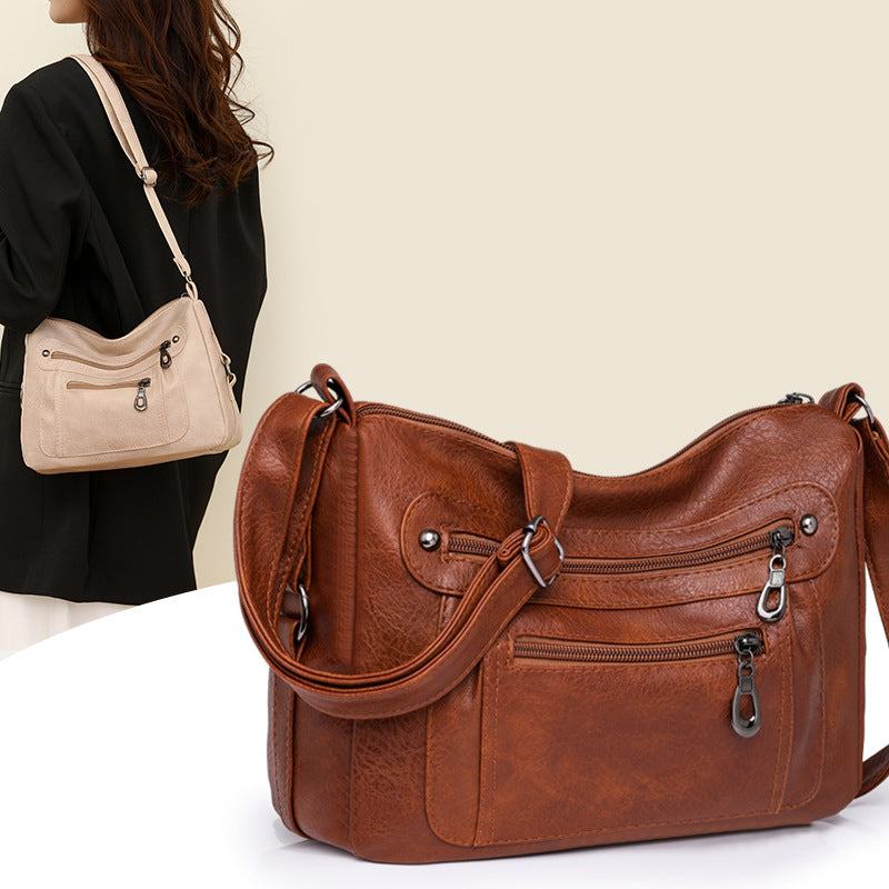 Bolso vintage de piel suave con textura